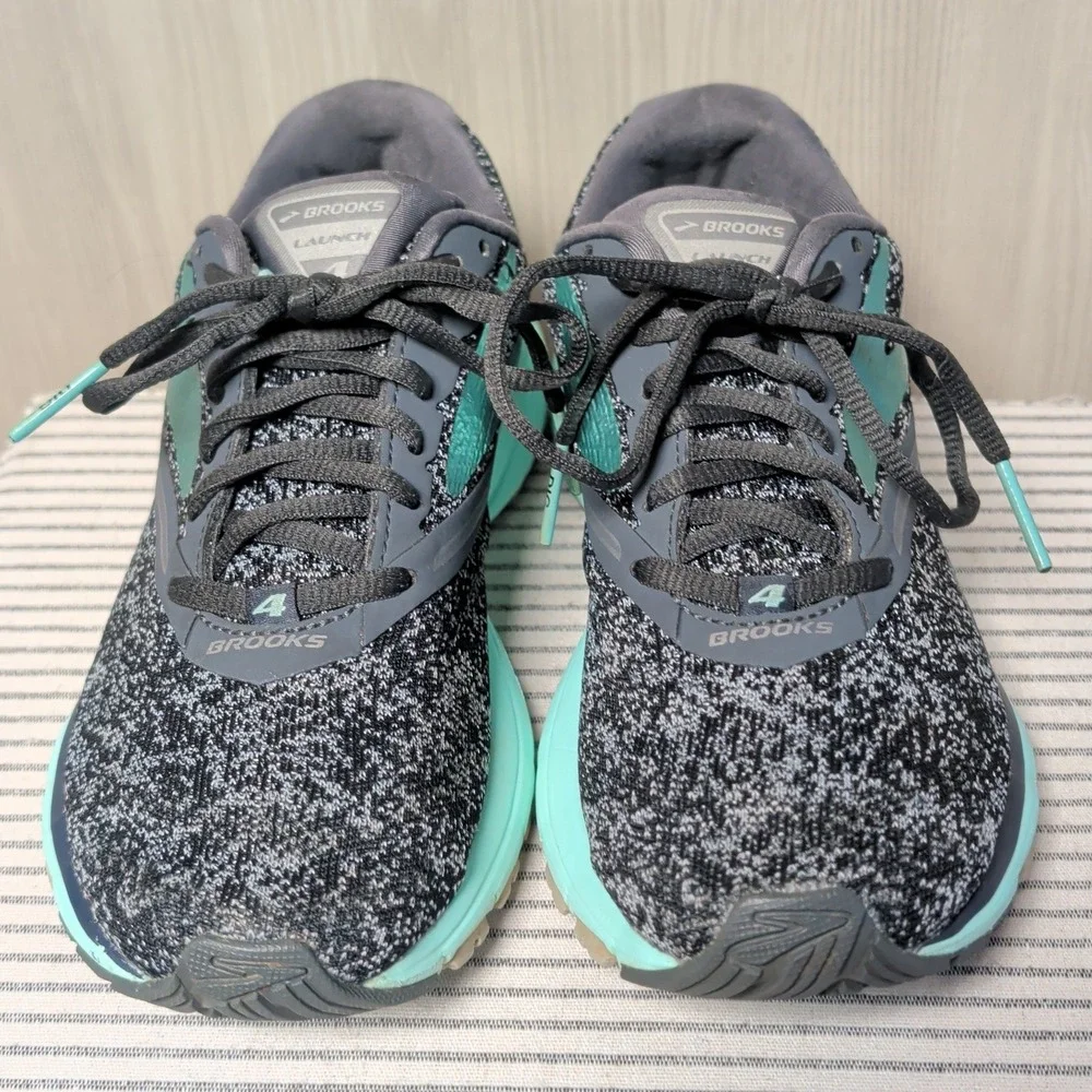 Brooks Launch‎ 4 Running Shoes Womens 7.5 Marbled Gray Aqua Neutral Sneakers